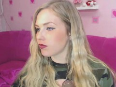 Hot Russian Blonde Sucks And Fucks Dildo