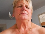 Grandma rides hubby and tries not to moaning