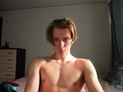 Gay twink solo for this huge cock jacking off