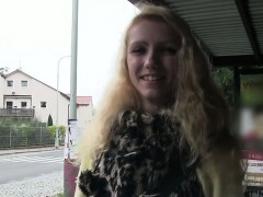 Blonde Czech babe fucking outdoors pov