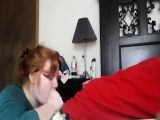 Redhead wife has oral sex